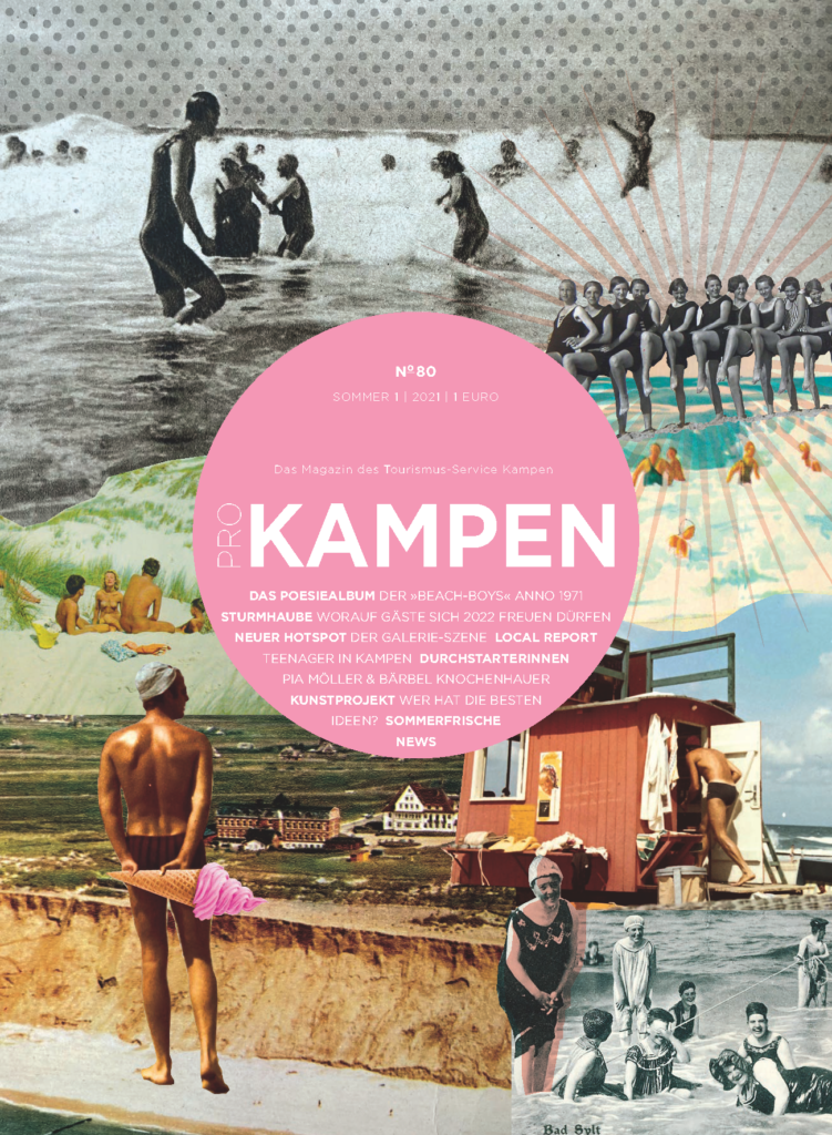 Eine Collage aus Fotos von Menschen am Strand.