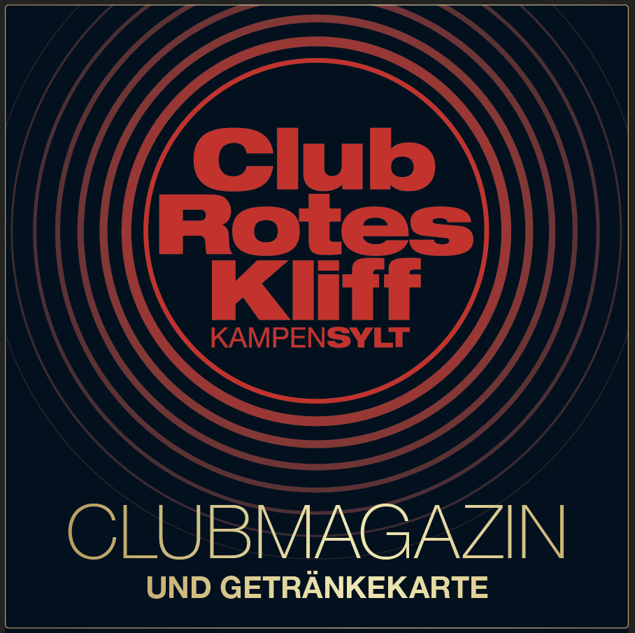 Club rotes kliff clubmagazinn eine getränkkarte.